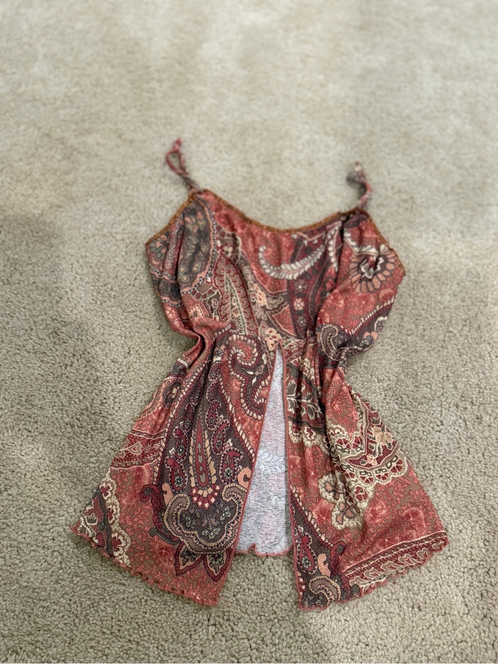 Younique Paisley Chemise in Rust and Brown